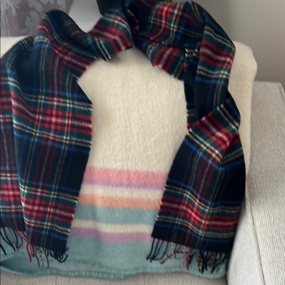 John Henry for LL Bean Plaid Wool Scarf